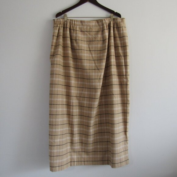 Jessica London Flannel Plaid Midi Skirt 22W Cream Winter Classic Cozy Cabincore - Picture 6 of 11